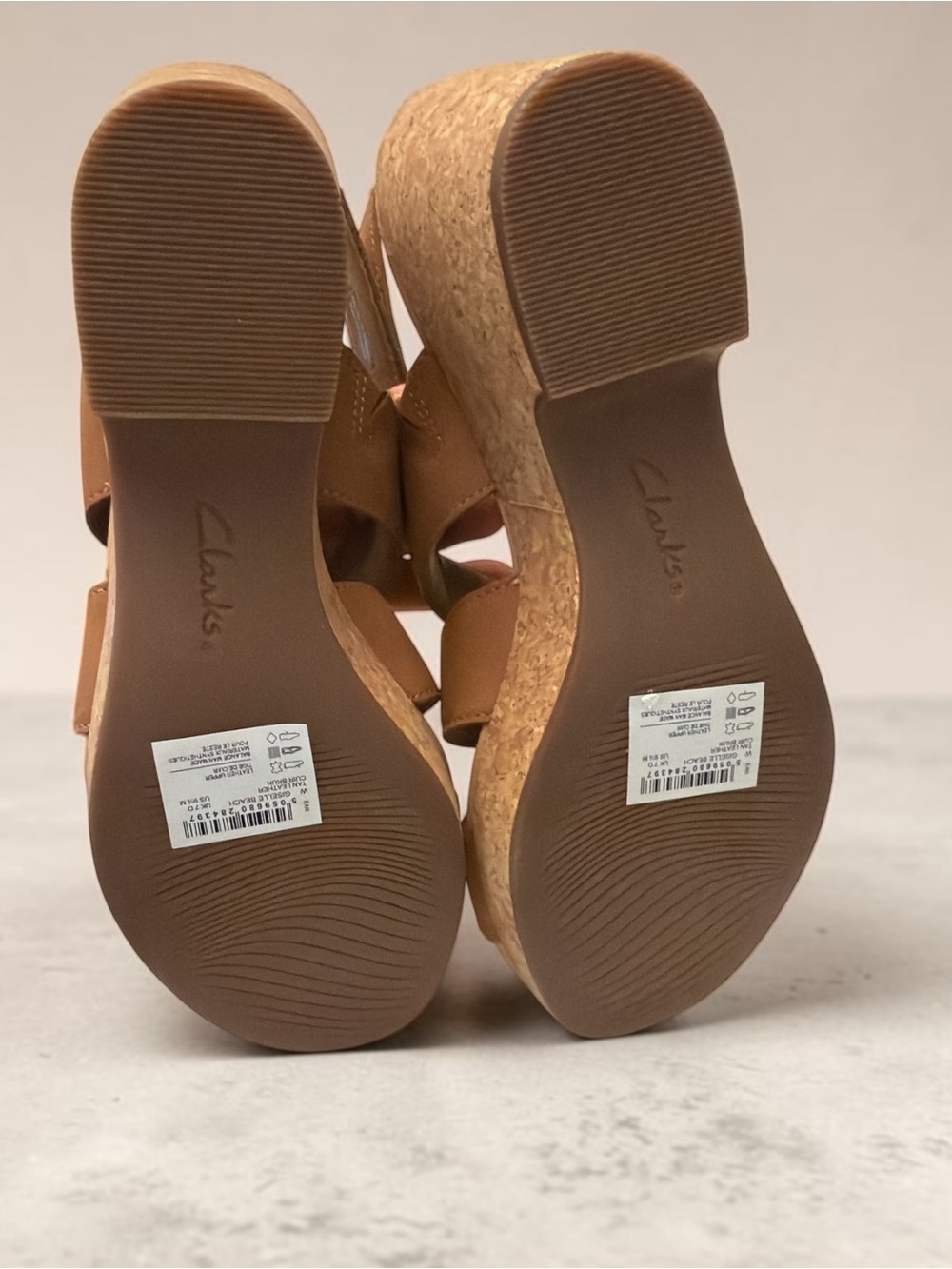 Clarks Brown Leather Wedge Sandals - Strappy Slingback - Picture 6 of 6